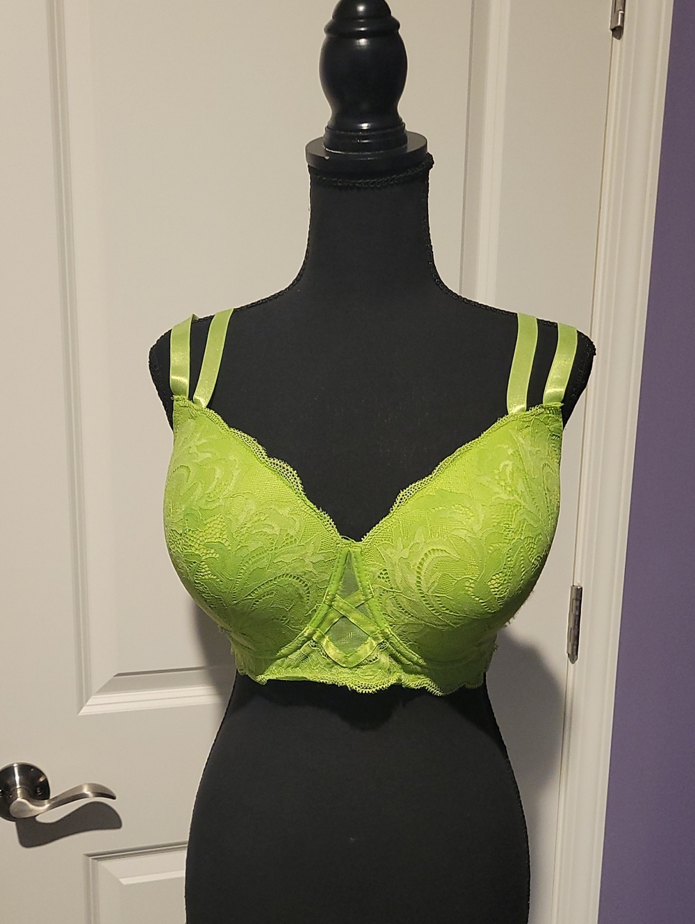 Ashley Stewart Lime Green Lace Longline Bra